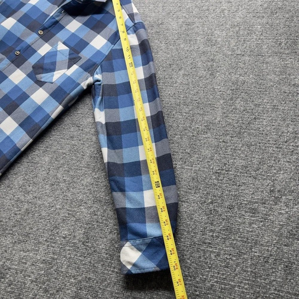 Mens Blue Plaid Button Front Shirt Jacket Flannel Style Size 41